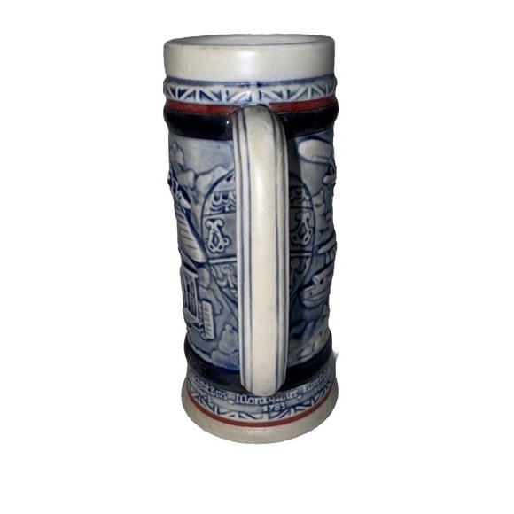 (1005) Avon 1982 Mini Beer Stein Mug Airplanes History of Flight Blue - Picture 4 of 6
